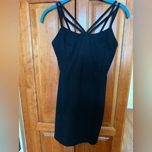 Solemio Black Strappy Mini Dress